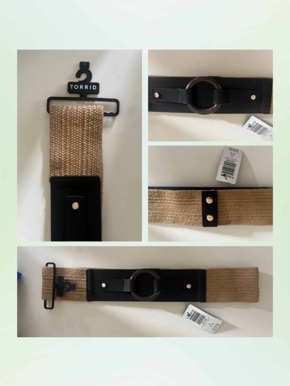NwT Torrid Black Woven Straw Waist Stretch Belt - 1X